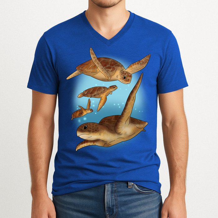 Sea Turtle Ocean Skip A Straw Save A Turtle Gift V-Neck T-Shirt