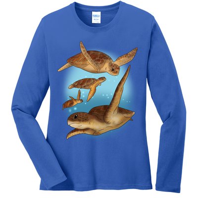Sea Turtle Ocean Skip A Straw Save A Turtle Gift Ladies Long Sleeve Shirt