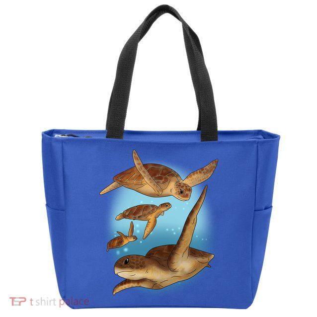 Sea Turtle Ocean Skip A Straw Save A Turtle Gift Zip Tote Bag