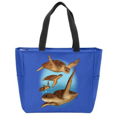 Sea Turtle Ocean Skip A Straw Save A Turtle Gift Zip Tote Bag