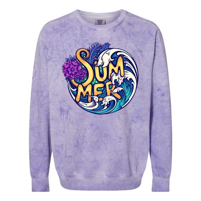 Summer Tropical Ocean Wave Colorblast Crewneck Sweatshirt