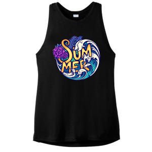 Summer Tropical Ocean Wave Ladies PosiCharge Tri-Blend Wicking Tank