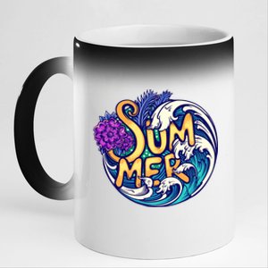 Summer Tropical Ocean Wave 11oz Black Color Changing Mug