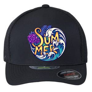 Summer Tropical Ocean Wave Flexfit Unipanel Trucker Cap