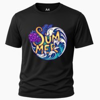 Summer Tropical Ocean Wave Cooling Performance Crew T-Shirt