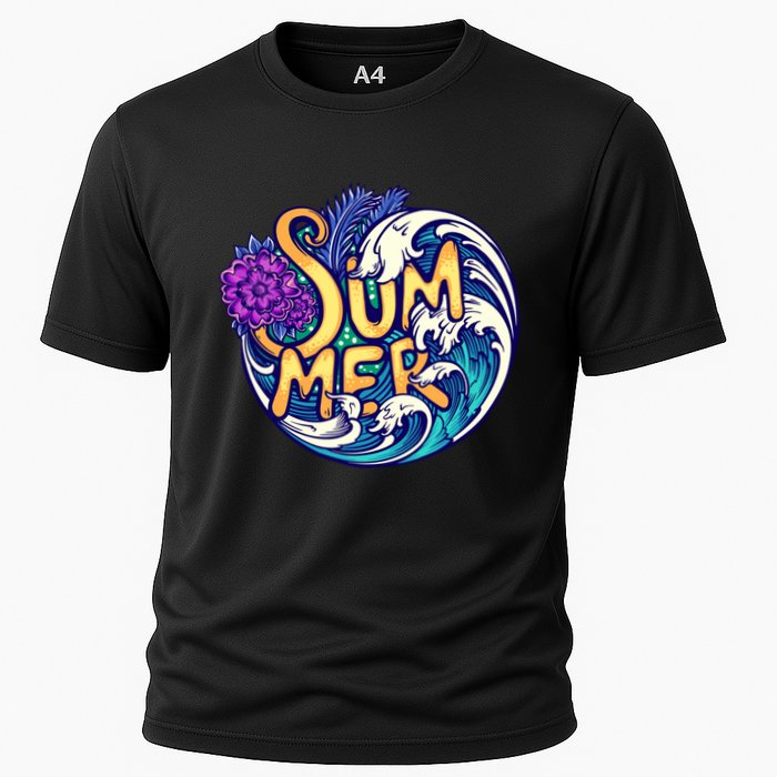 Summer Tropical Ocean Wave Cooling Performance Crew T-Shirt