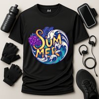 Summer Tropical Ocean Wave Cooling Performance Crew T-Shirt