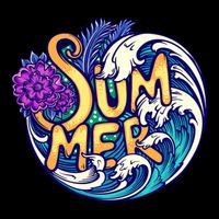 Summer Tropical Ocean Wave Cooling Performance Crew T-Shirt