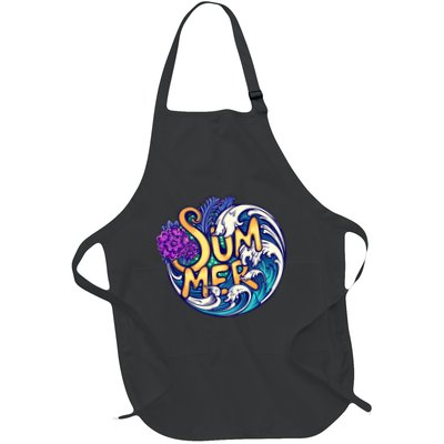 Summer Tropical Ocean Wave Full-Length Apron With Pockets