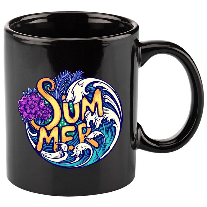 Summer Tropical Ocean Wave 11oz C Handle Ceramic Mug