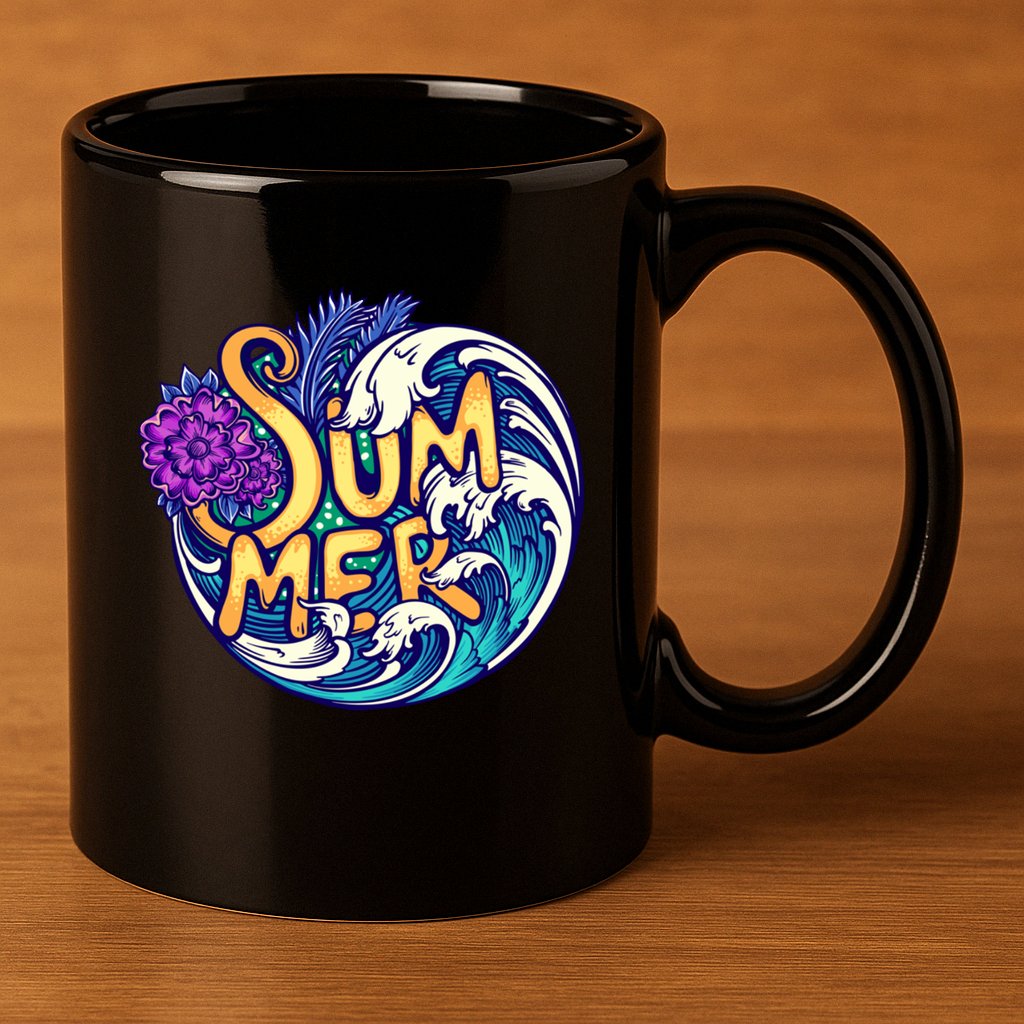 Summer Tropical Ocean Wave 11oz C Handle Ceramic Mug