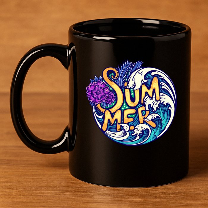 Summer Tropical Ocean Wave 11oz C Handle Ceramic Mug