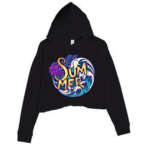 Summer Tropical Ocean Wave Crop Fleece Hoodie