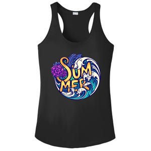 Summer Tropical Ocean Wave Ladies PosiCharge Competitor Racerback Tank