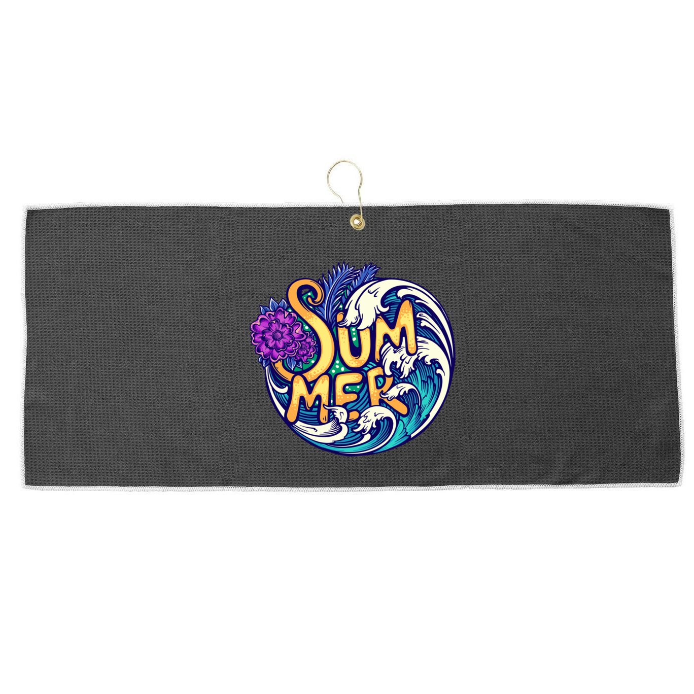 Summer Tropical Ocean Wave Large Microfiber Waffle Golf Towel