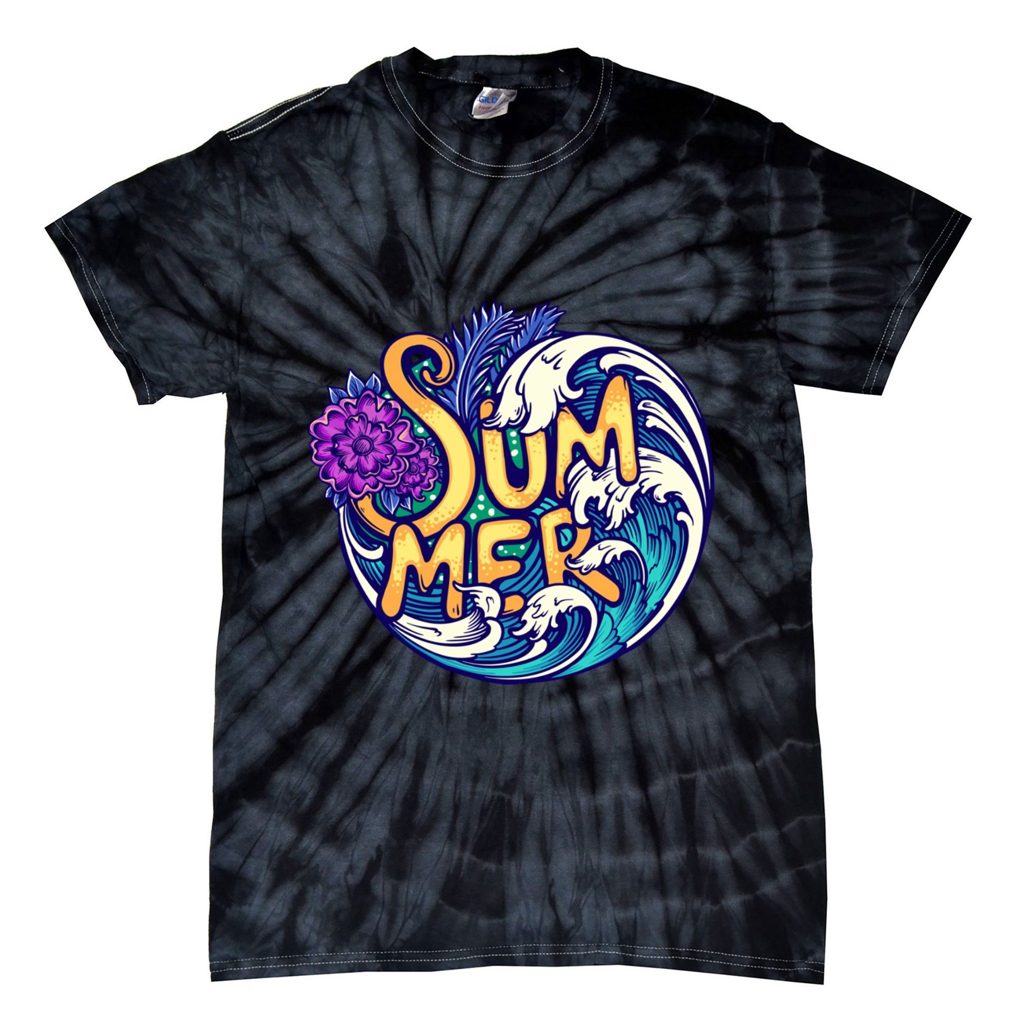 Summer Tropical Ocean Wave Tie-Dye T-Shirt