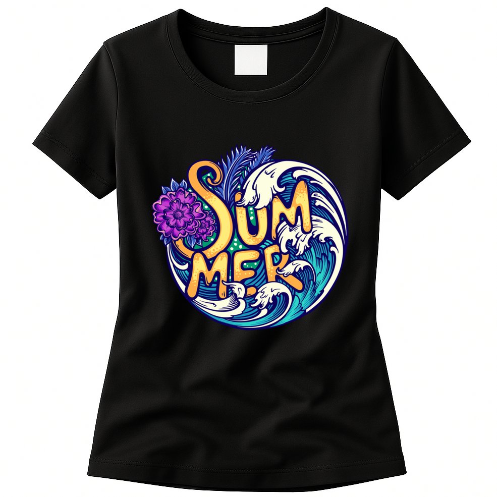 Summer Tropical Ocean Wave Womens T-Shirt
