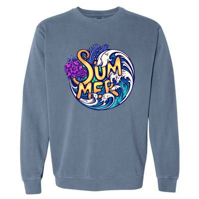 Summer Tropical Ocean Wave Garment-Dyed Sweatshirt