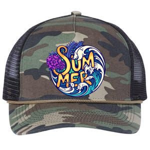 Summer Tropical Ocean Wave Retro Rope Trucker Hat Cap