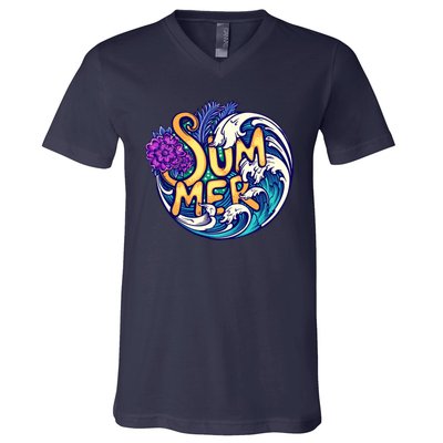 Summer Tropical Ocean Wave V-Neck T-Shirt