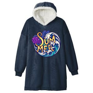 Summer Tropical Ocean Wave Hooded Wearable Blanket