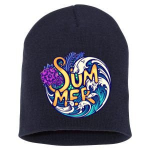 Summer Tropical Ocean Wave Short Acrylic Beanie