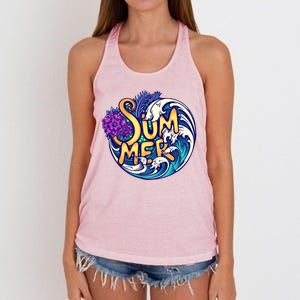 Summer Tropical Ocean Wave Women's Knotted Racerback Tank