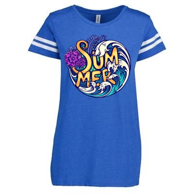 Summer Tropical Ocean Wave Enza Ladies Jersey Football T-Shirt