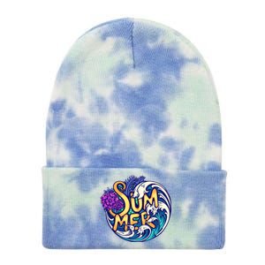 Summer Tropical Ocean Wave Tie Dye 12in Knit Beanie