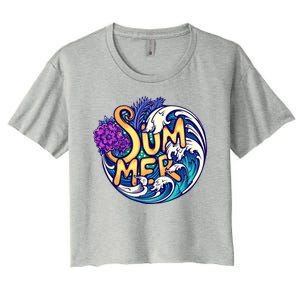 Summer Tropical Ocean Wave Women's Crop Top Tee