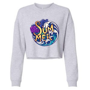 Summer Tropical Ocean Wave Cropped Pullover Crew