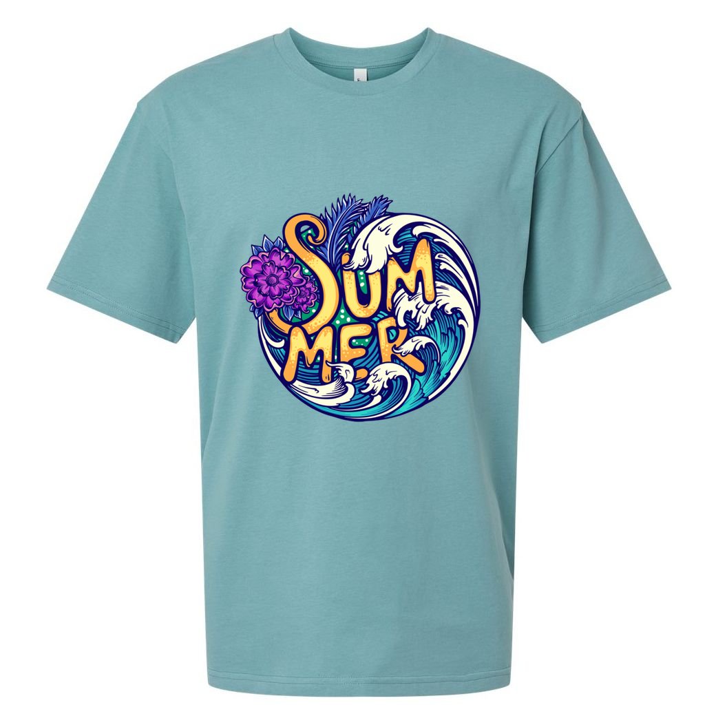 Summer Tropical Ocean Wave Sueded Cloud Jersey T-Shirt