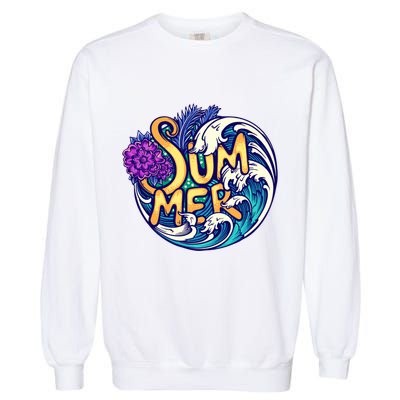 Summer Tropical Ocean Wave Garment-Dyed Sweatshirt