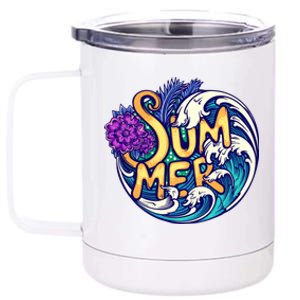 Summer Tropical Ocean Wave 12 oz Stainless Steel Tumbler Cup