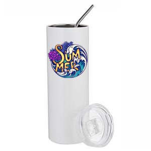 Summer Tropical Ocean Wave Stainless Steel Tumbler