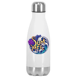 Summer Tropical Ocean Wave Stainless Steel Insulated Water Bottle