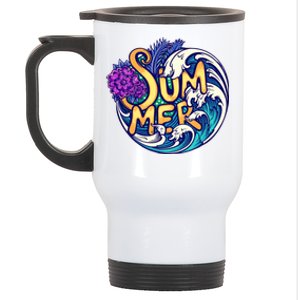 Summer Tropical Ocean Wave Stainless Steel Travel Mug