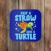 Sea Turtles Ocean Skip A Straw Save A Turtle Marine Biology Cool Gift Coaster