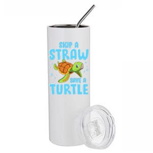 Sea Turtles Ocean Skip A Straw Save A Turtle Marine Biology Cool Gift Stainless Steel Tumbler