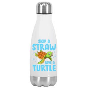 Sea Turtles Ocean Skip A Straw Save A Turtle Marine Biology Cool Gift Stainless Steel Insulated Water Bottle