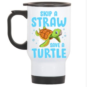 Sea Turtles Ocean Skip A Straw Save A Turtle Marine Biology Cool Gift Stainless Steel Travel Mug