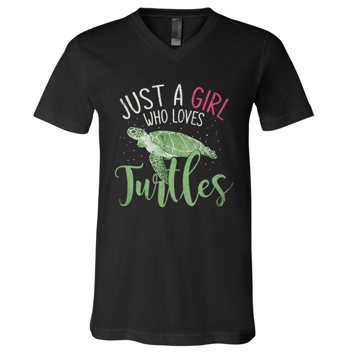 Sea Turtle Ocean Animal Wo Girl Gift Turtle V-Neck T-Shirt