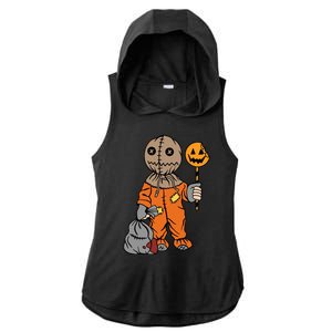 Sam Treat Or Trick Halloween Ladies PosiCharge Tri-Blend Wicking Draft Hoodie Tank