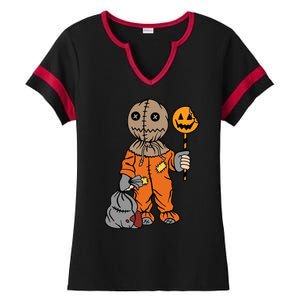 Sam Treat Or Trick Halloween Ladies Halftime Notch Neck Tee