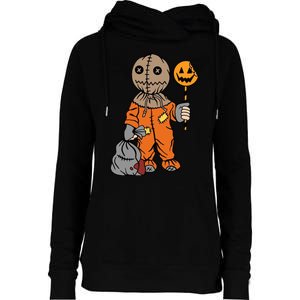 Sam Treat Or Trick Halloween Womens Funnel Neck Pullover Hood