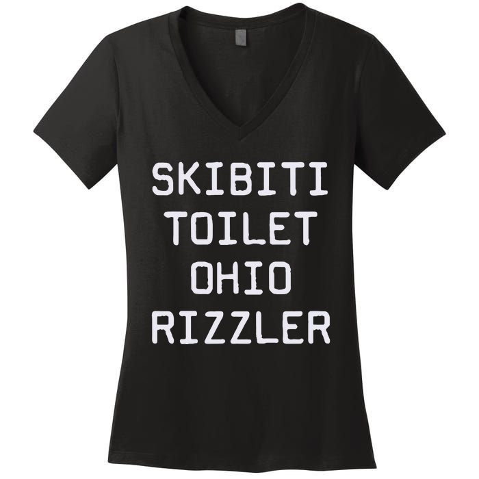 Skibiti Toilet Ohio Rizzler Funny Gen A Slang Women's V-Neck T-Shirt