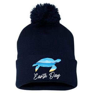 Sea Turtle Ocean Earth Day Save The Animal Environmentalist Pom Pom 12in Knit Beanie