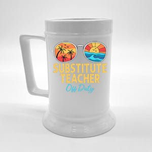 Substitute Teacher Off Duty Sunglasses Last Day Of School Beer Stein