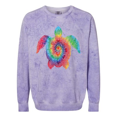 Sea Turtle Ocean Tie Dye Rainbow Hippie Costume Hippy Gift Colorblast Crewneck Sweatshirt