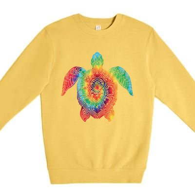 Sea Turtle Ocean Tie Dye Rainbow Hippie Costume Hippy Gift Premium Crewneck Sweatshirt